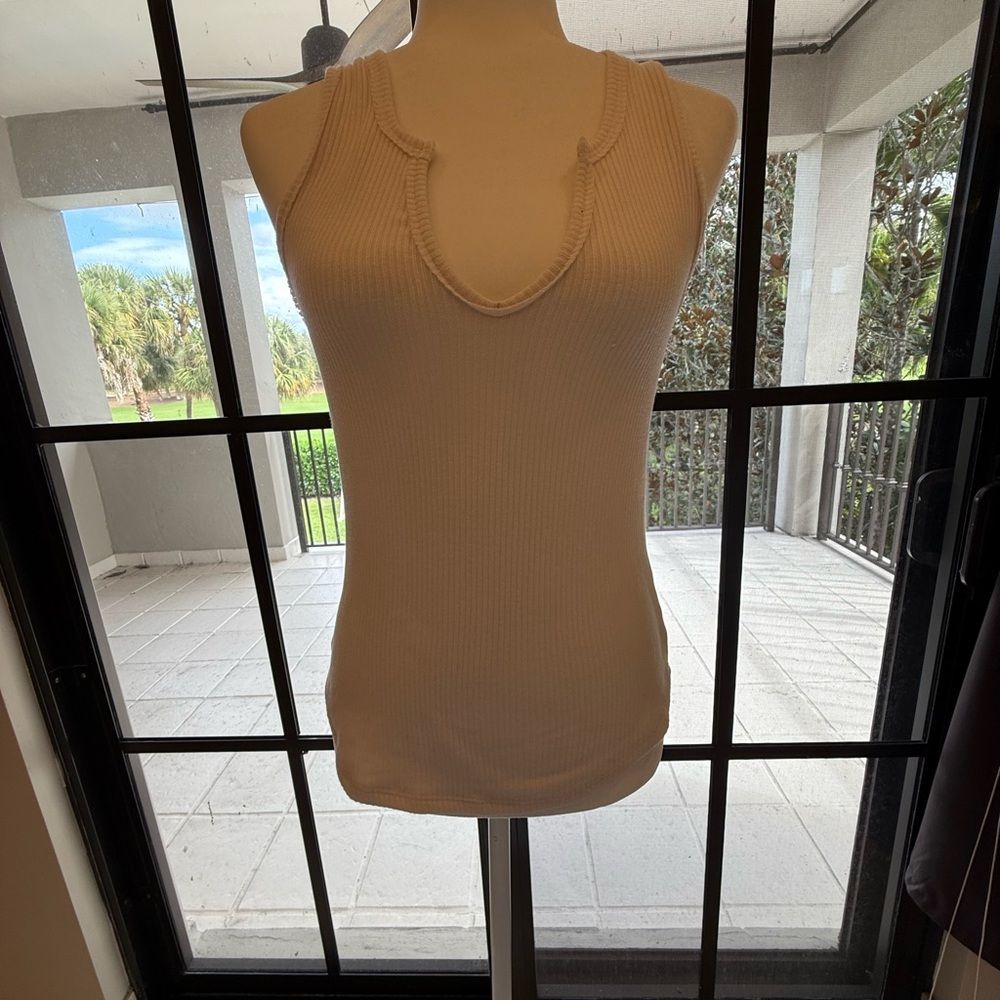 Project Social T Cream Ribbed Tank Top